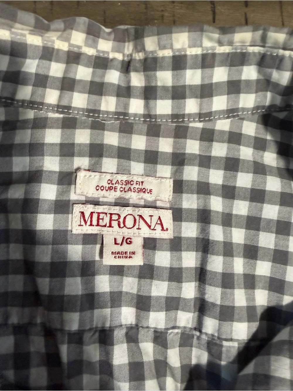 Merona Gray and White Gingham Button-Down Shirt